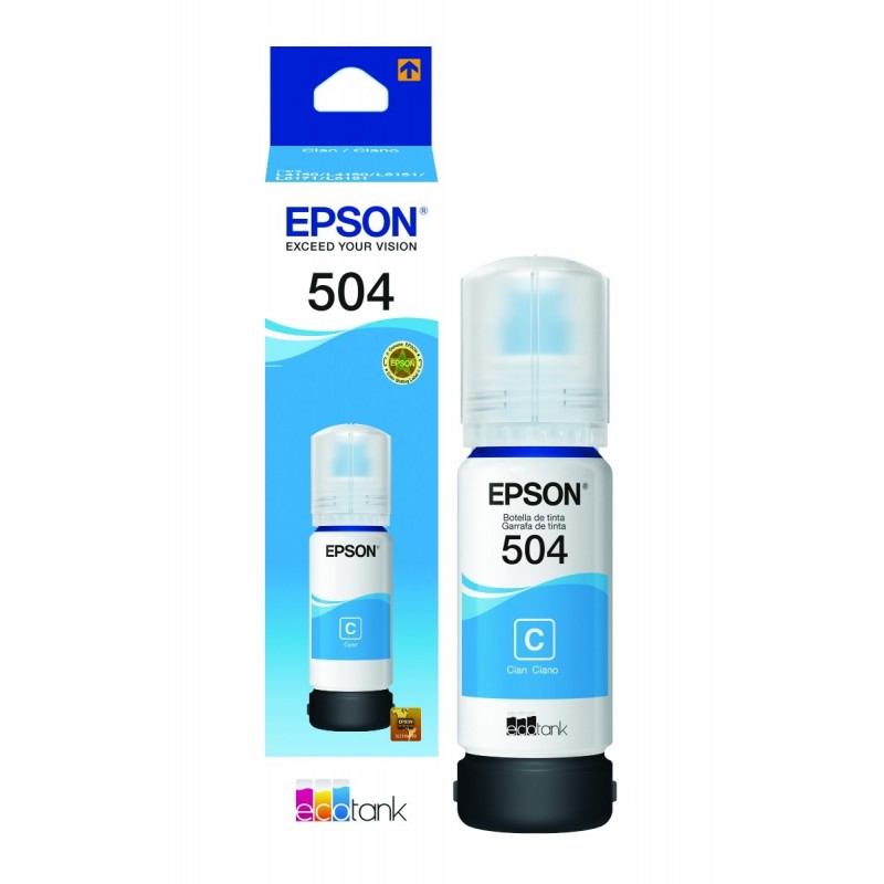 BOTELLA TINTA EPSON T504 CIAN PARA L4150 L4160 L6161 L6171 L6191