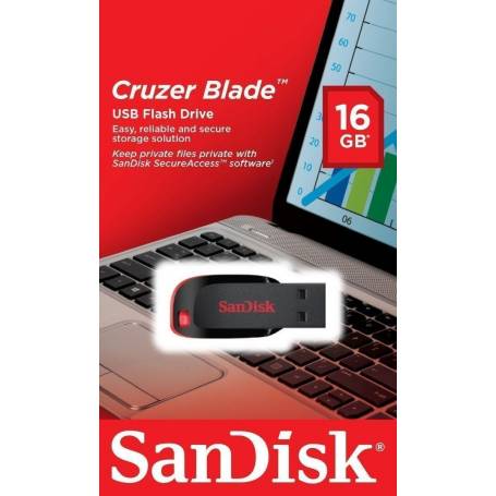 PEN 16GB SANDISK CRUZER BLADE NEGRO/ROJO