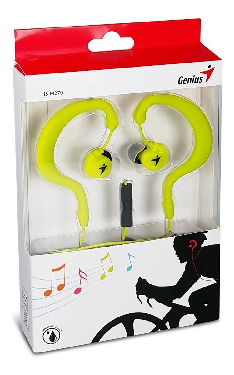 AURICULAR GENIUS HS-M270 BLACK/GREEN IN EAR SPORT