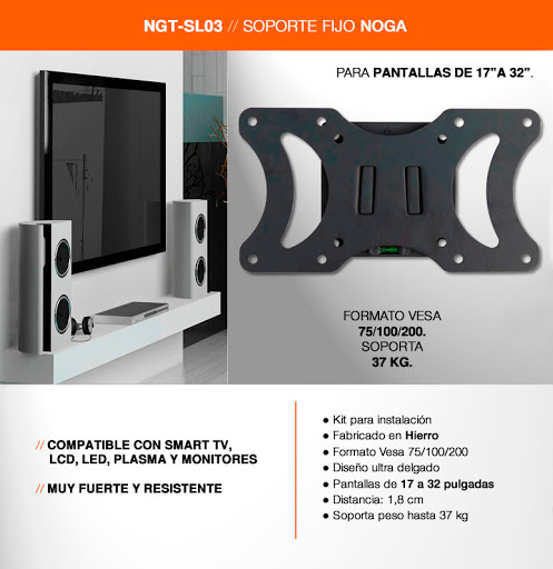 SOPORTE LED/LED NGT-SL03 FIJO DE 17 A 32