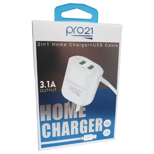 CARGADOR 220V A USB TIPO C 3.1A PRO 21 HOME CHARGER