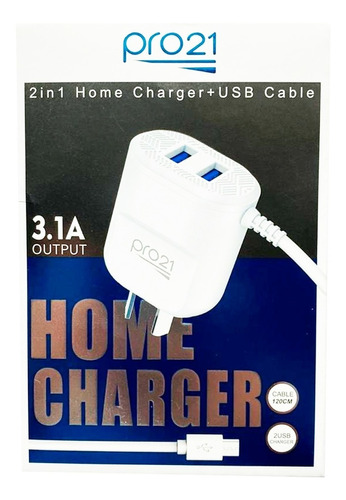 CARGADOR 220V A USB MICRO 3.1A PRO 21 HOME CHARGER