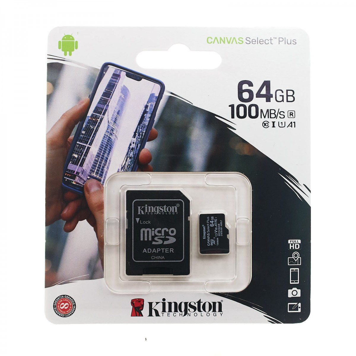 MEM MICRO SD  64GB + ADAPTADOR KINGSTON CLASE 10 CANVAS